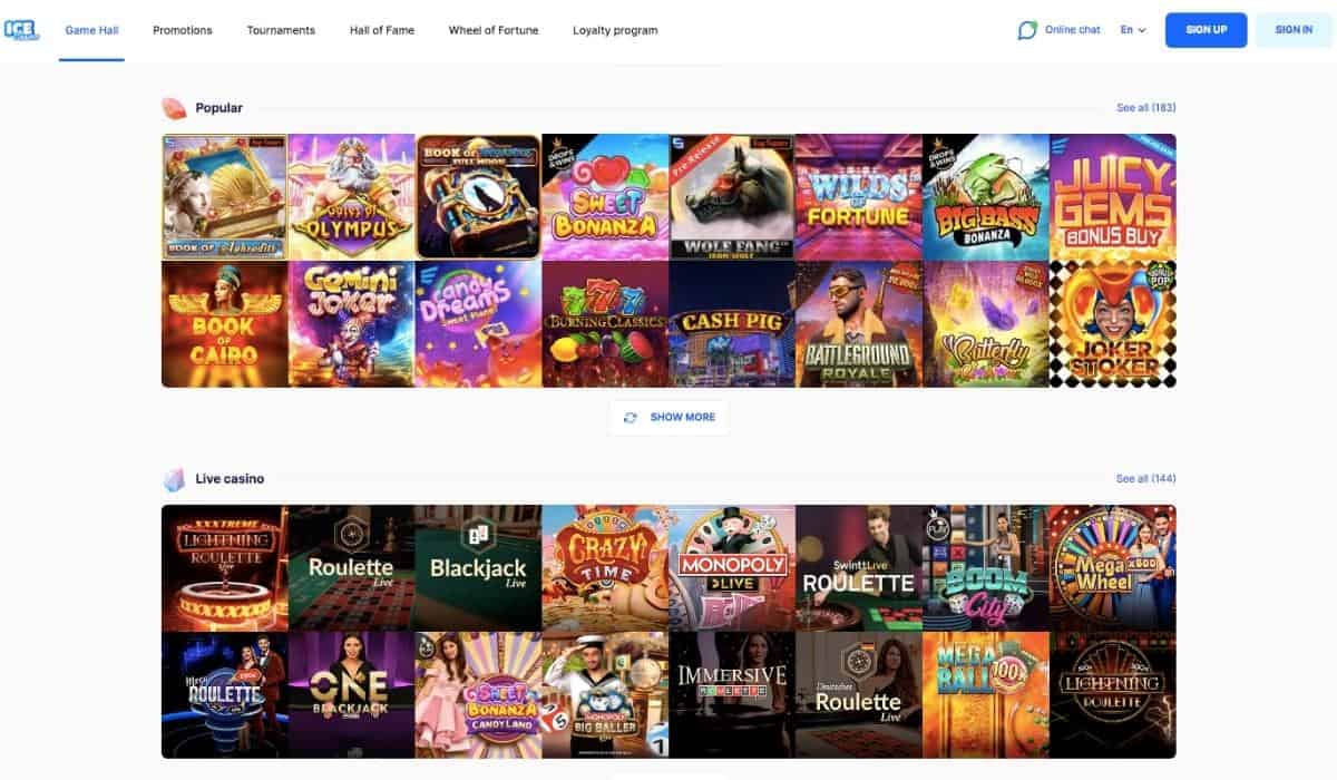 ice casino games review