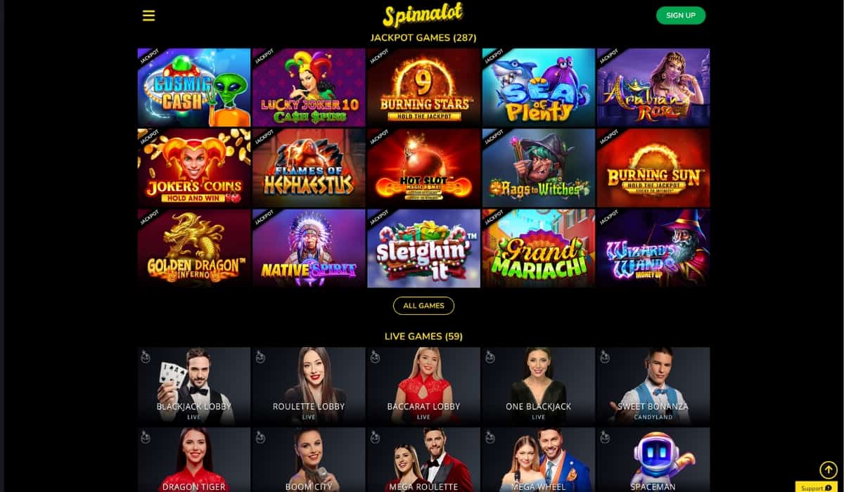 spinnalot casino review live games