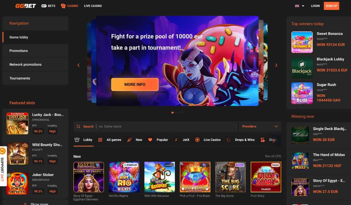 GGbet casino homepage
