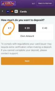 Kako narediti vplačilo 1 € v Casino Rewards