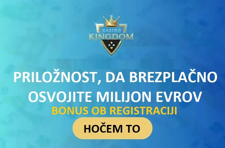 PRILOŽNOST, DA BREZPLAČNO OSVOJITE MILIJON EVROV BONUS OB REGISTRACIJI